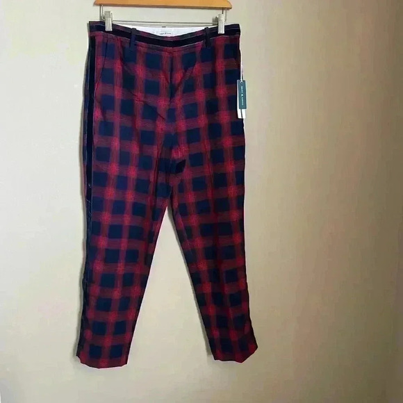 Court & Rowe Velvet Stripe Shadow Plaid Crop Pants - Picture 3 of 14